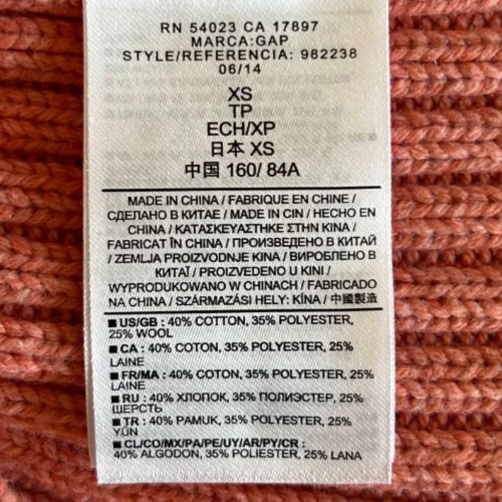 Gap Cable Knit Crewneck Wool Blend Sweater Rosewood Pink XS